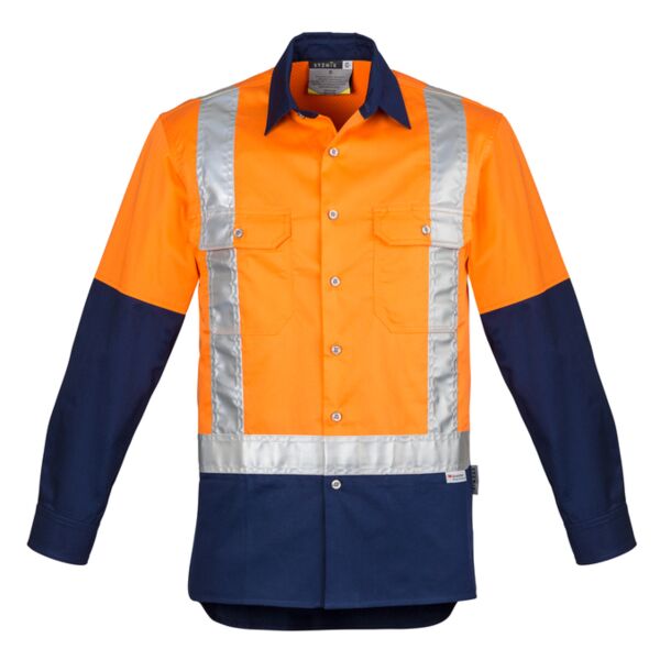 Mens Hi Vis Spliced Industrial Shirt - Shoulder Taped Thumbnail