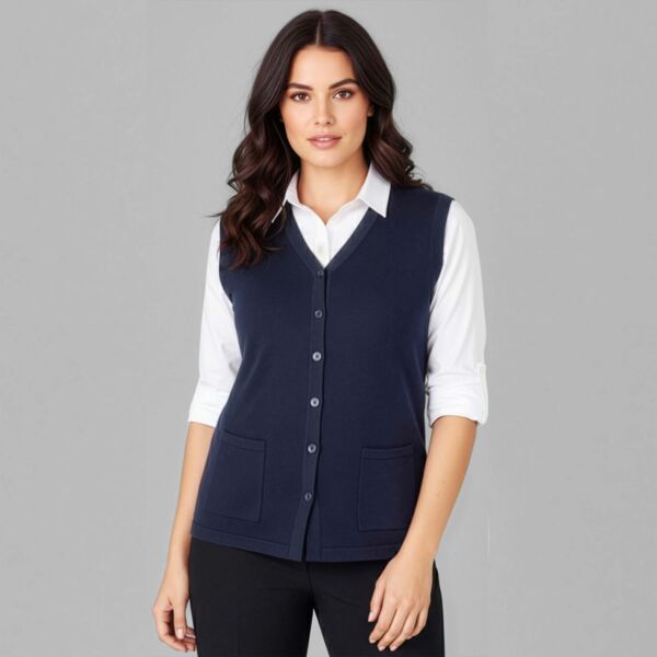 Womens Button Front Knit Vest Thumbnail