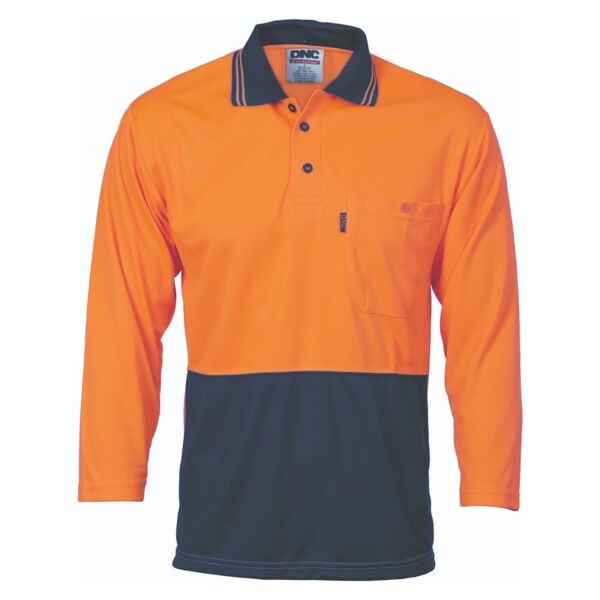 Hi Vis Two Tone 3/4 Sleeve Cool Breathe Polo Thumbnail